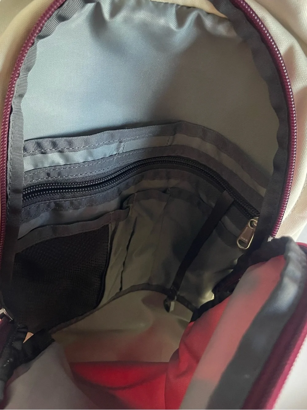 The North Face Cream and Pink Daypack Backpack